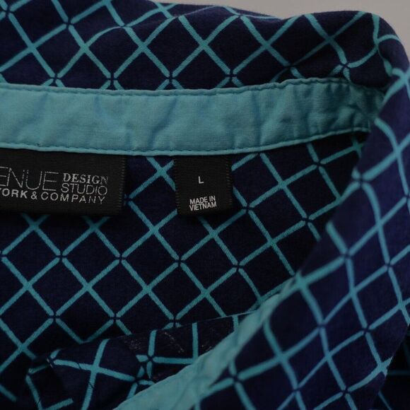 New York & Company 7th Avenue‎ Collared Button Front Shirt Top Large Blue Teal - Picture 11 of 12